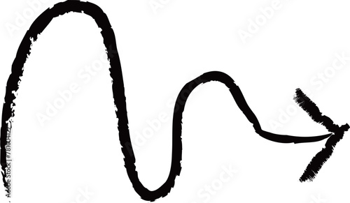 Doodle hand-drawn black curved arrow pointing to the right