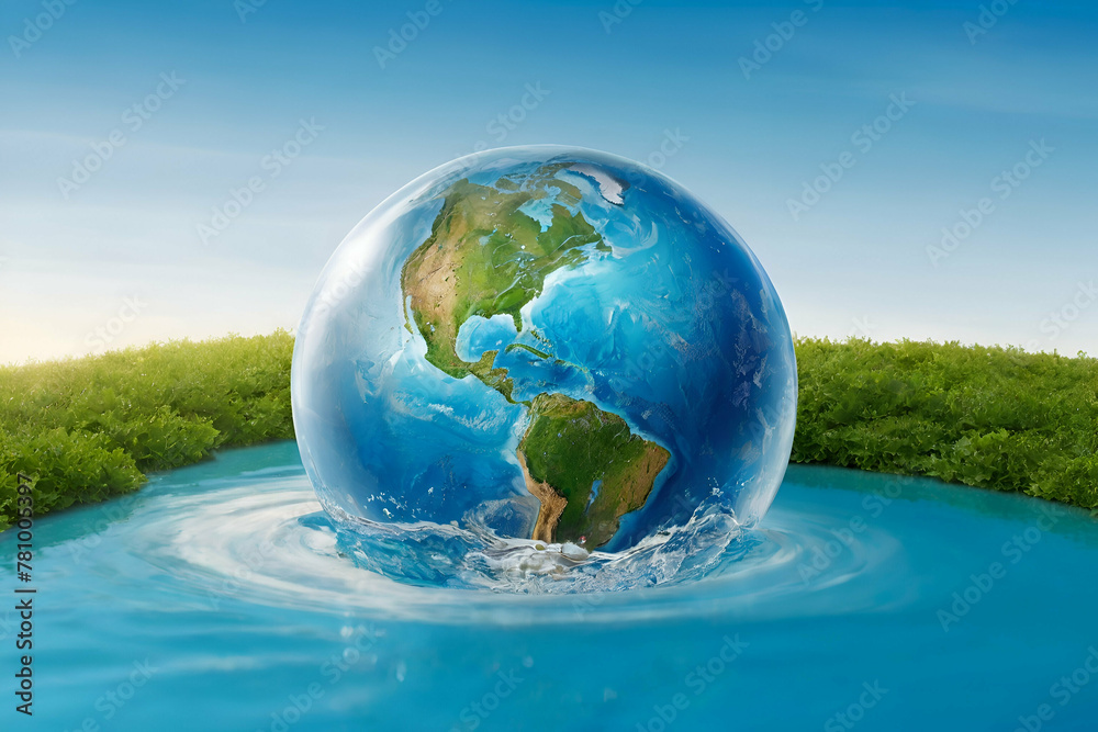 Saving water and world environmental protection concept