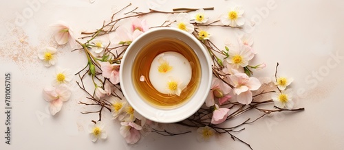 Cup of coffee featuring a heart-shaped ice cube, adding a creative touch to the beverage photo