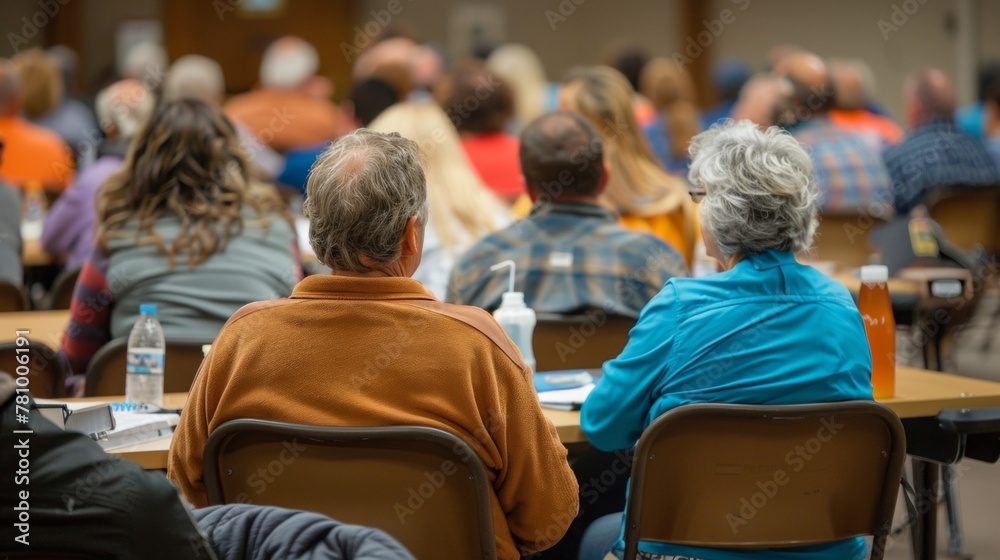 A community meeting is being held in a small town to discuss the benefits of investing in rural development and biofuel production. The attendees are engaged and excited about the .