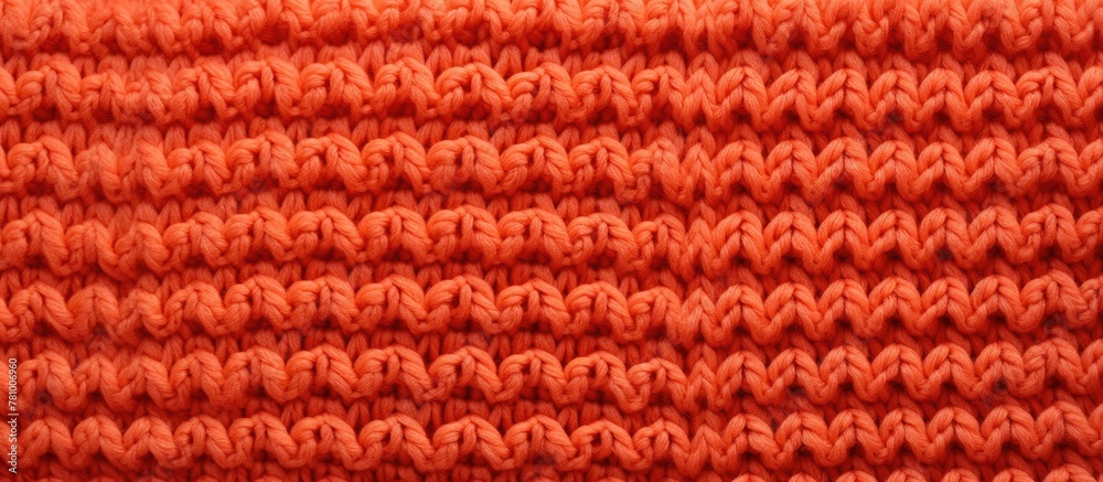 A detailed view of an orange knitted blanket showing a small hole in the center
