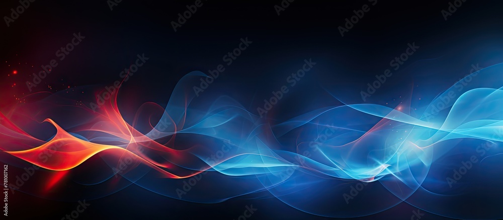 Blue and red abstract background with swirling smoke creating an artistic backdrop