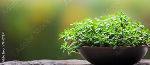 Small green plant placed in a container