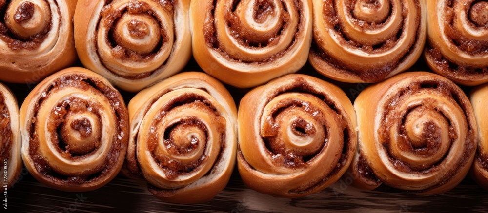 A close-up view of a platter filled with delicious cinnamon rolls covered in sweet icing
