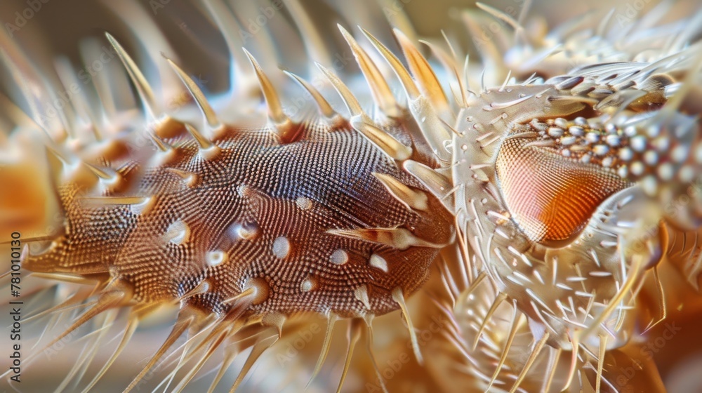 Microscopic view of a mosquitos mandibles showing their serrated edges and intricate pattern of ridges. Microscopic view of a mosquitos mandibles showing their serrated edges and intricate pattern of ridges.