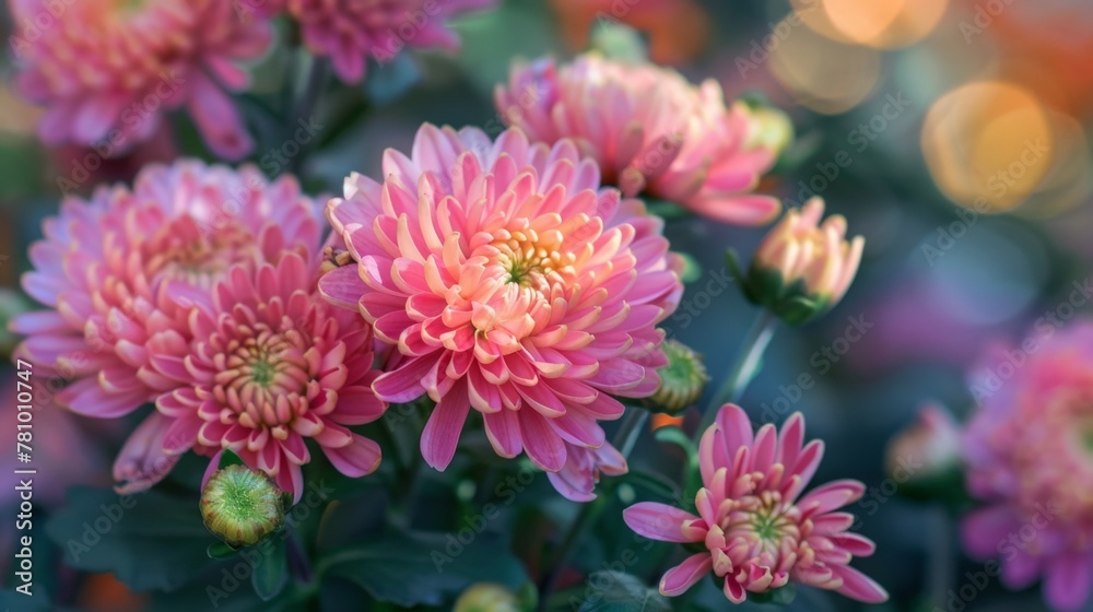 Many pink blooms in garden Many pink blooms in garden