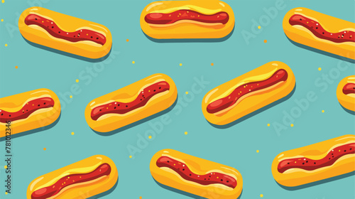 Cute hot dog pattern simple vector design 2d flat c