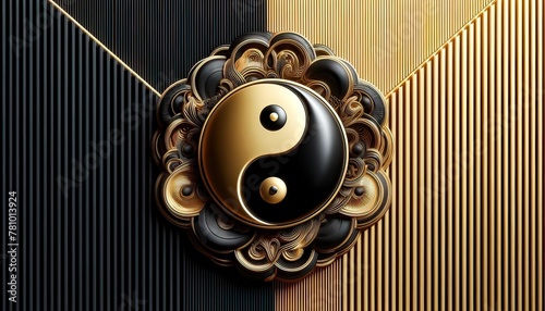 Yin Yang Symbol Artistic Golden Embellishment