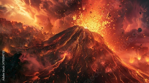 The heat and intensity of the volcanic eruption are translated into a mesmerizing array of blazing colors.