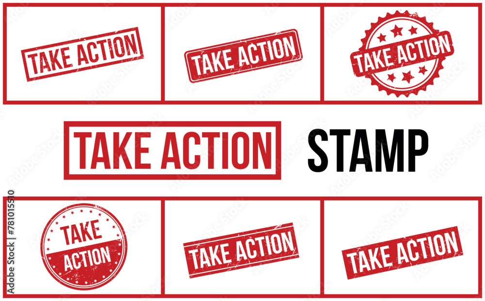 Take Action Rubber Stamp Set Vector Take Action Rubber Stamp Set Vector