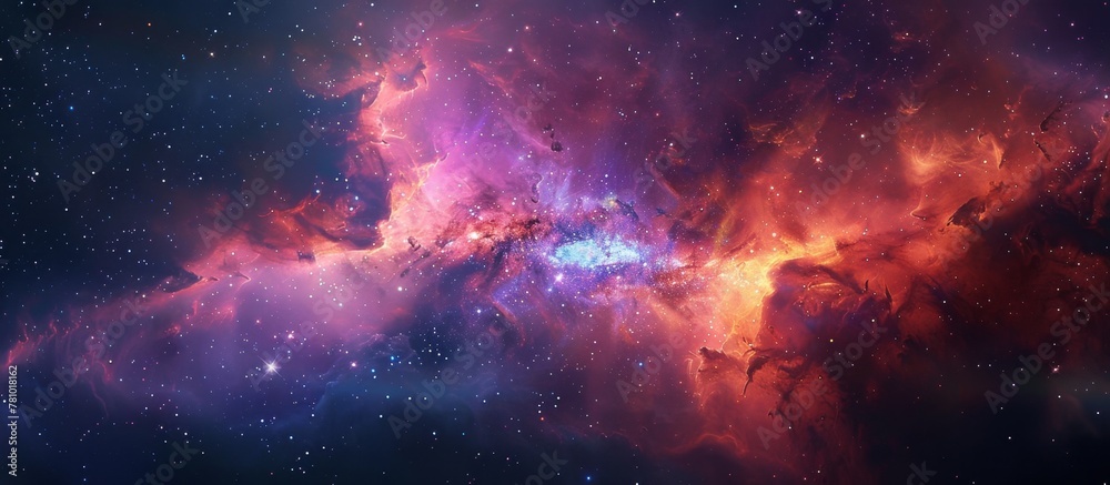 Obraz premium Vivid and radiant galaxy filled with a myriad of colorful stars and nebulas swirling together in a cosmic dance