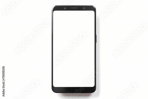 andriod with blank screen isolated on solid white background photo