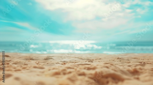 Generative AI   Abstract blur defocused background  nature of tropical summer beach with rays of sun light. 