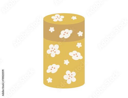 レトロで可愛い花柄の茶筒をイメージしたイラスト