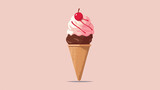 Dessert and sweet concept represented by cone of ic
