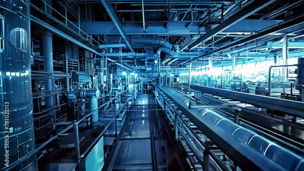 Illuminated Industrial Pipeline Corridor Illuminated Industrial Pipeline Corridor