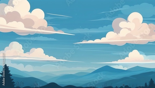 Seasonal Skies: Minimalist Doodle of a Horizon Banner