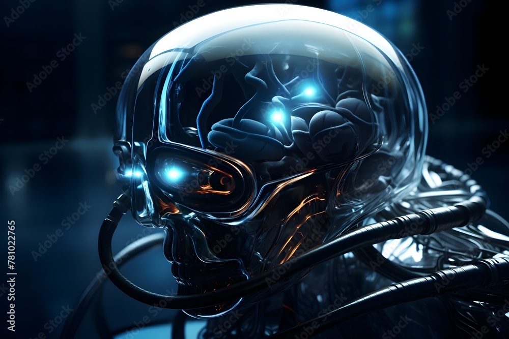 Cybernetic Extraterrestrial Experiment in Futuristic Science Lab with Wired Cyborg Cybernetic Extraterrestrial Experiment in Futuristic Science Lab with Wired Cyborg