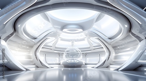 Cutting-Edge Futuristic Interior of a Sci-Fi Laboratory or Spacecraft