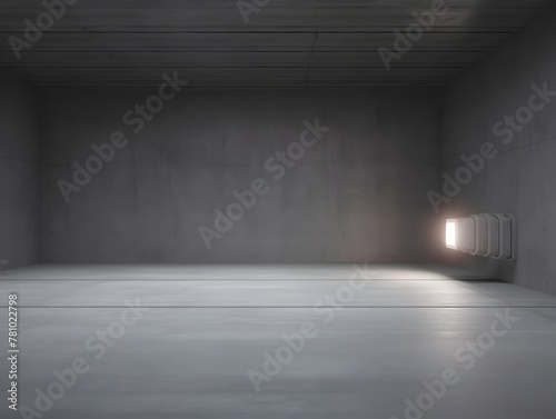Dark Concrete Tunnel Corridor with White LED Lighting in 3D Rendering of Futuristic Underground Hallway © yelosole