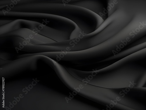 Dramatic Black Luxury Fabric Backdrop with Flowing,Textured Curves