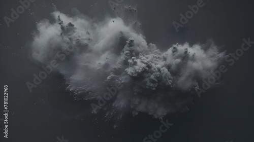 Dramatic Charcoal Explosion Burst with Swirling Smoke and Dust Particles in Futuristic Sci-Fi Abstract Background