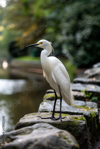 Snowy Egret Standing Gracefully by Tranquil Waters © augieloinne