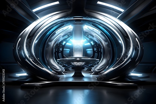 Futuristic Alien Science Fiction Architectural Visualization of an Enigmatic Interstellar Chamber Interior