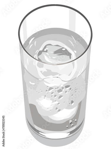 Glass of ice water against white background (ID: 781023345)