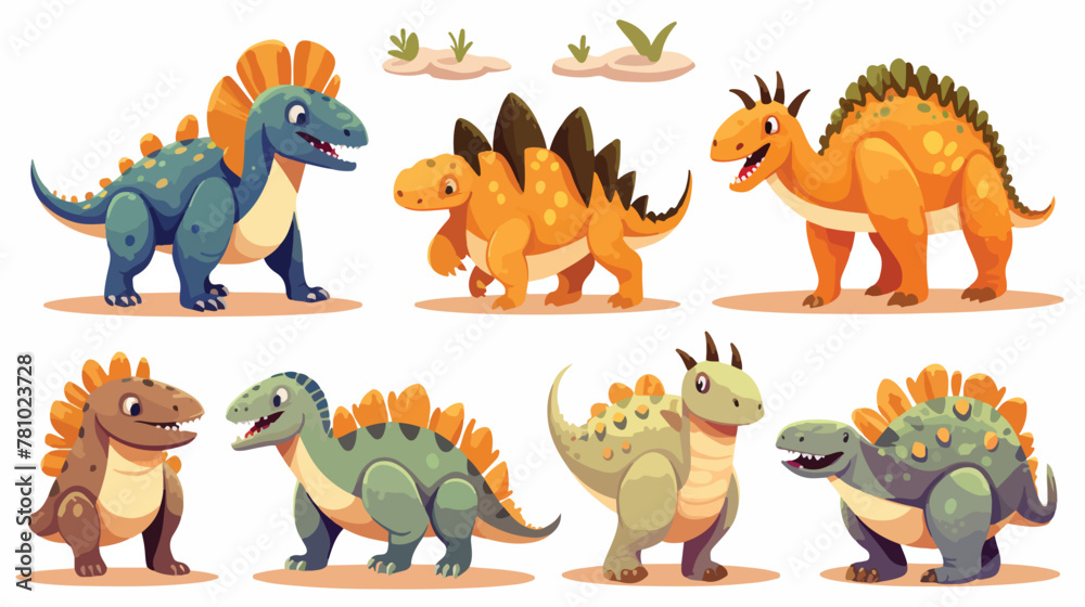 Dinosaur isolated vector character set. Prehistoric