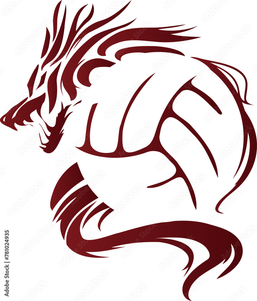 ドラゴンのバレーボールイラストロゴ