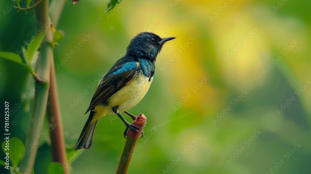 Small bird perched on tree branch Small bird perched on tree branch