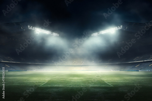 lights at night and stadium, football stadium with bright lights, sports background photo