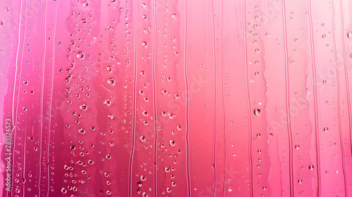 A pink background with water droplets on it. The water droplets are in different sizes and are scattered all over the background photo