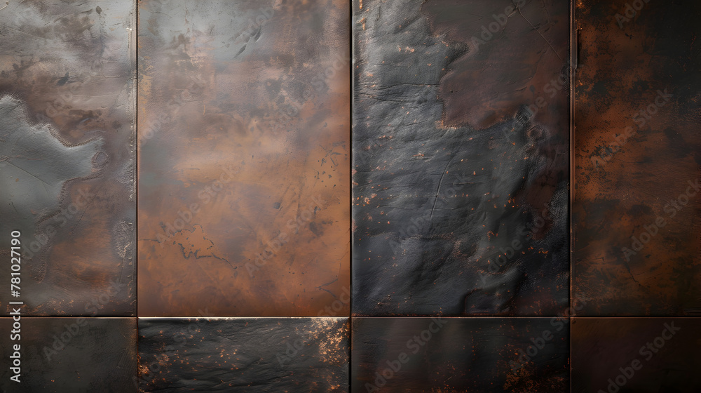 A wall with a brown and black tile pattern. The tiles are arranged in a way that creates a sense of depth and texture. Scene is rustic and earthy, with the brown A wall with a brown and black tile pattern. The tiles are arranged in a way that creates a sense of depth and texture. Scene is rustic and earthy, with the brown