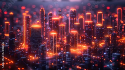 A breathtakingly futuristic cityscape alive with neon light circuits and glowing high-rises  evoking a sense of advanced urban technology. Generative AI