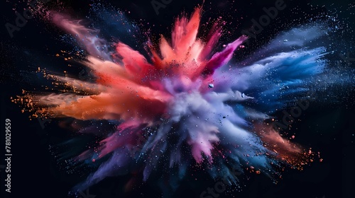Colorful powder explosion on black background