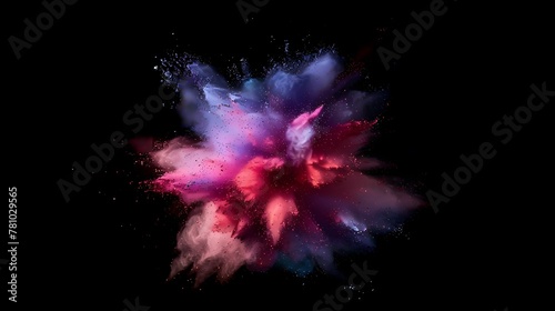 Colorful powder explosion on black background © Tanawee