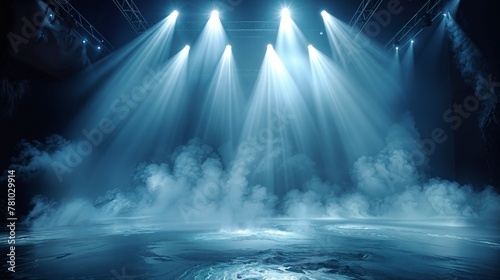 Enigmatic Stage with Dramatic Lighting and Steel Structures photo