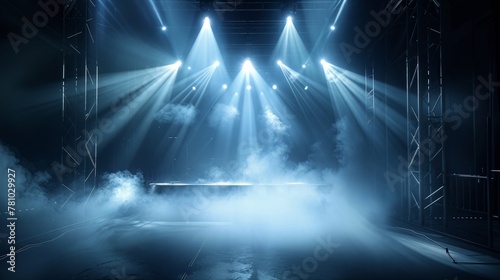 Enigmatic Stage with Dramatic Lighting and Steel Structures