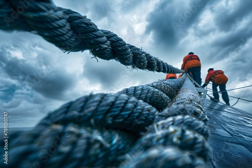 Reinforcing Our Efforts:Traversing the Treacherous Rope Bridge Amidst Stormy Skies photo