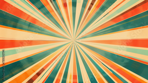 Sunburst geometric pattern, radiating lines and shapes for a dynamic effect,