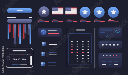 USA presidential election statistic banner with infographics American Election campaign statistics with map and data graphs