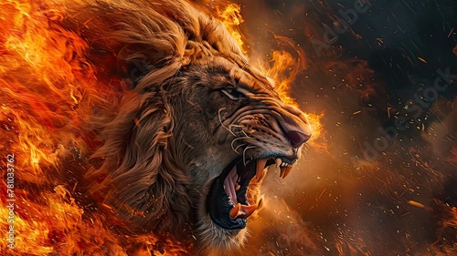 lion in the fire