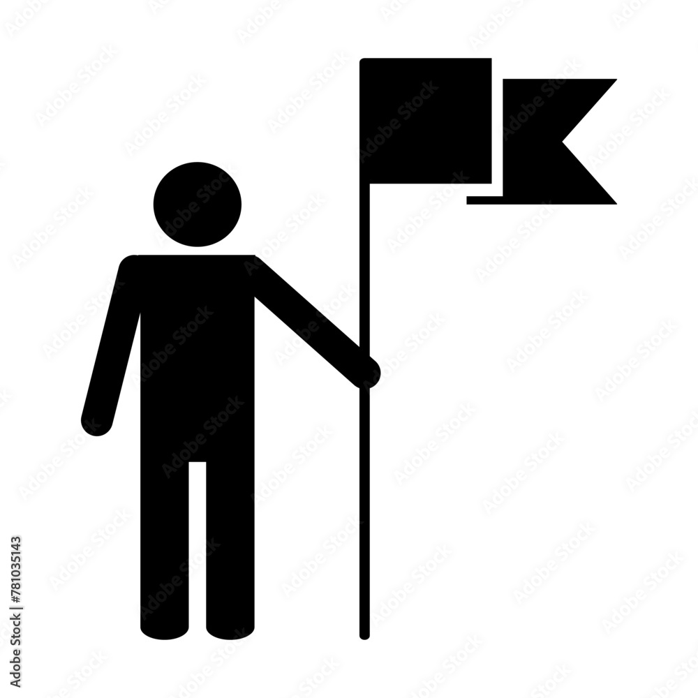 Destination icon vector man with flag sign for graphic design, logo, web site, social media, mobile app, ui illustration Destination icon vector man with flag sign for graphic design, logo, web site, social media, mobile app, ui illustration