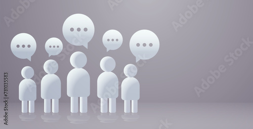 people icons group person symbols for infographic human figures with chat bubbles horizontal