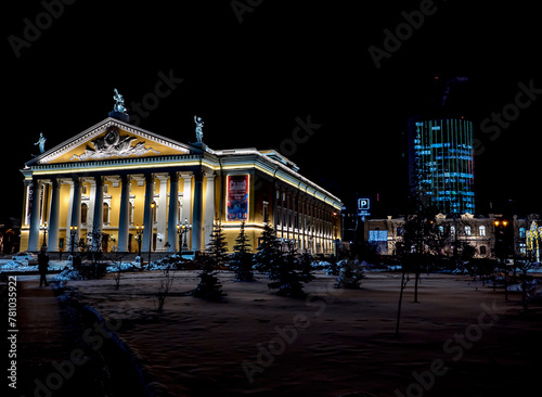 opera House at night, after performances, Chelyabinsk