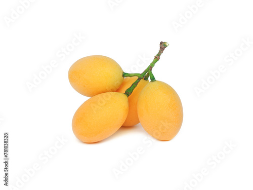 Fresh yellow organic sweet maprang Sweet or sour fruit also called Marian Plum, isolated on white background.