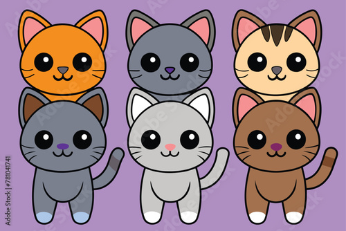 cute cat six icon vector illustration