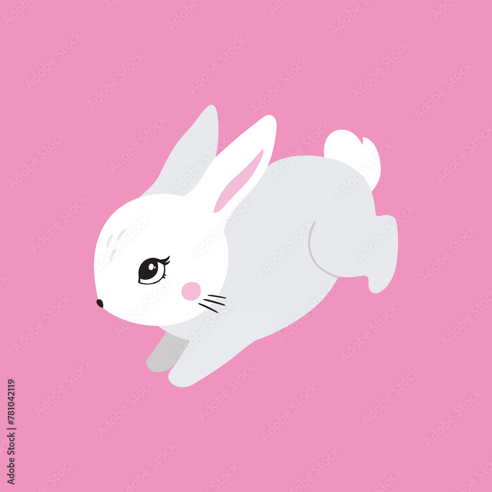 Bunny illustration, cute rabbit, hare. Gray, white, pink set of cutie animal portrait in pastel colors. Stickers, wall art, kids room decoration, easter Bunny illustration, cute rabbit, hare. Gray, white, pink set of cutie animal portrait in pastel colors. Stickers, wall art, kids room decoration, easter
